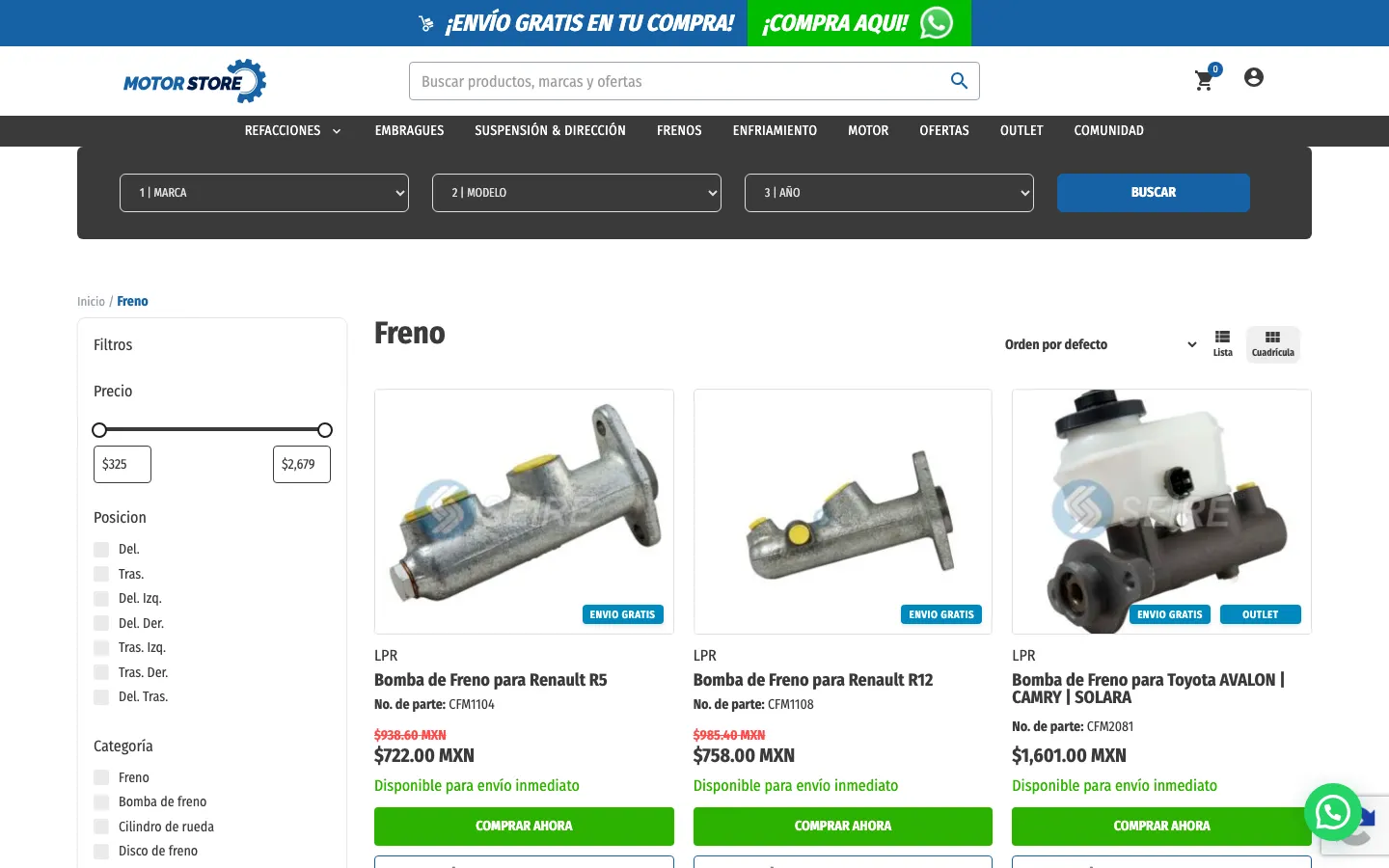 Categoría de frenos con precios y envío gratis